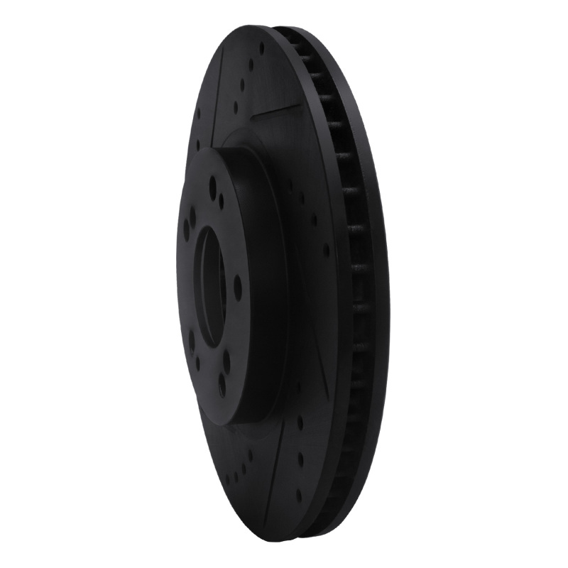 Mitsubishi Grandis Brake Rotor (1) - Front Left - R1 Concepts - Drilled & Slotted - Black - `04-`11